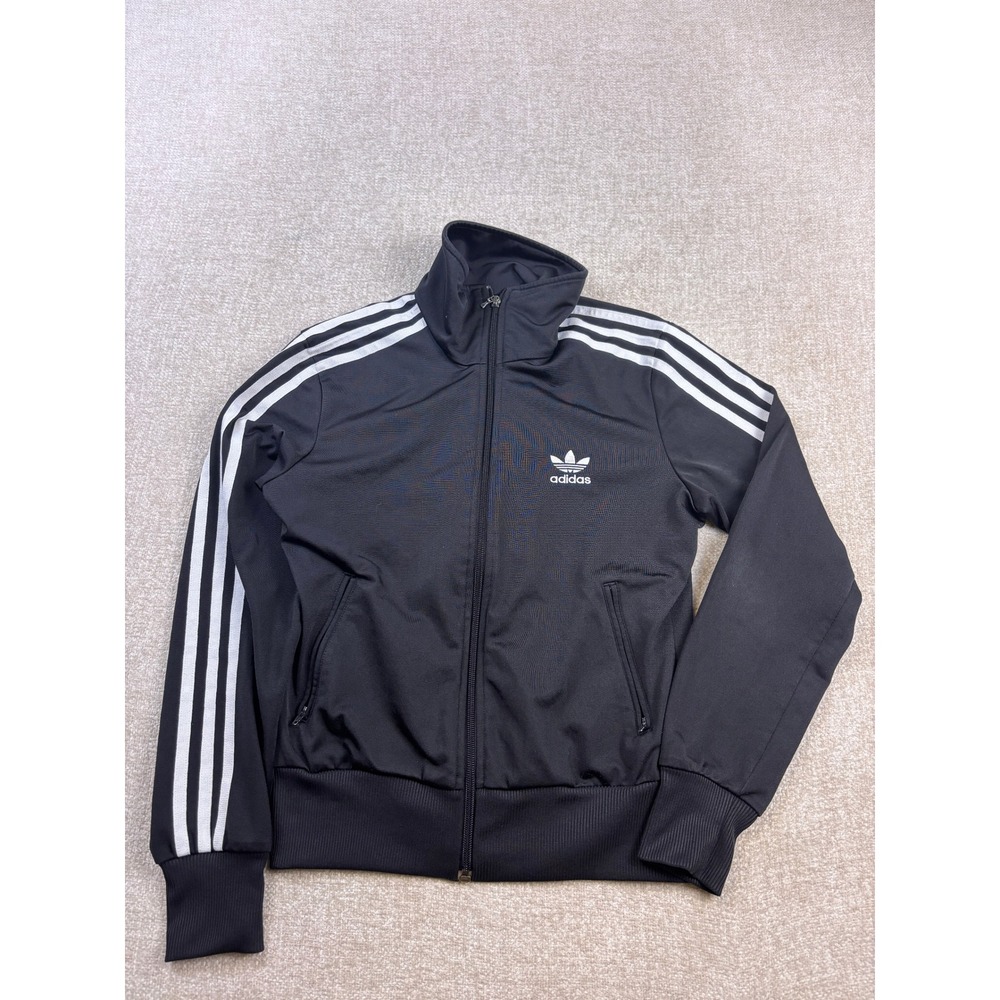 Adidas Originals Womens Trefoil Track Jacket Black White Stripes Full Zip Small